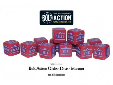Bolt Action  Orders Dice - Maroon (12)